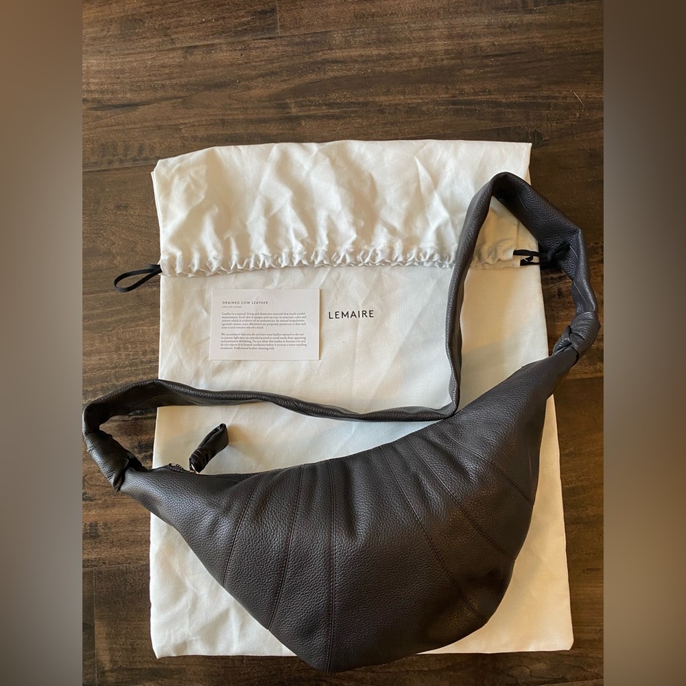 Lemaire Brown Grained Medium Croissant Bag